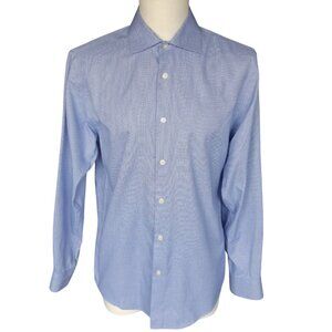 Alfred Sung SZ 16 100% Cotton Blue with White Men's Button Up Dress Shirt